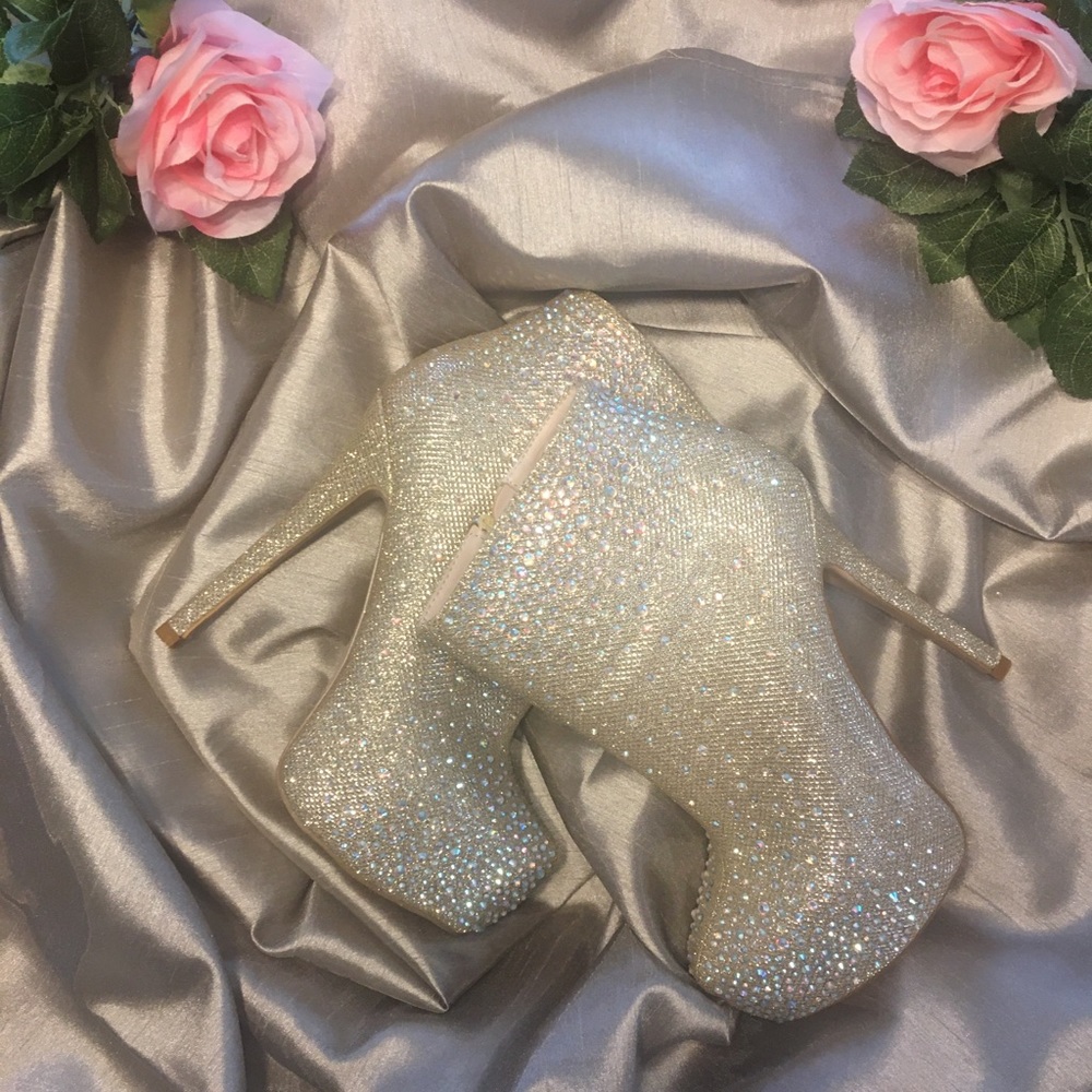 Rhinestone Platform Booties - image 1